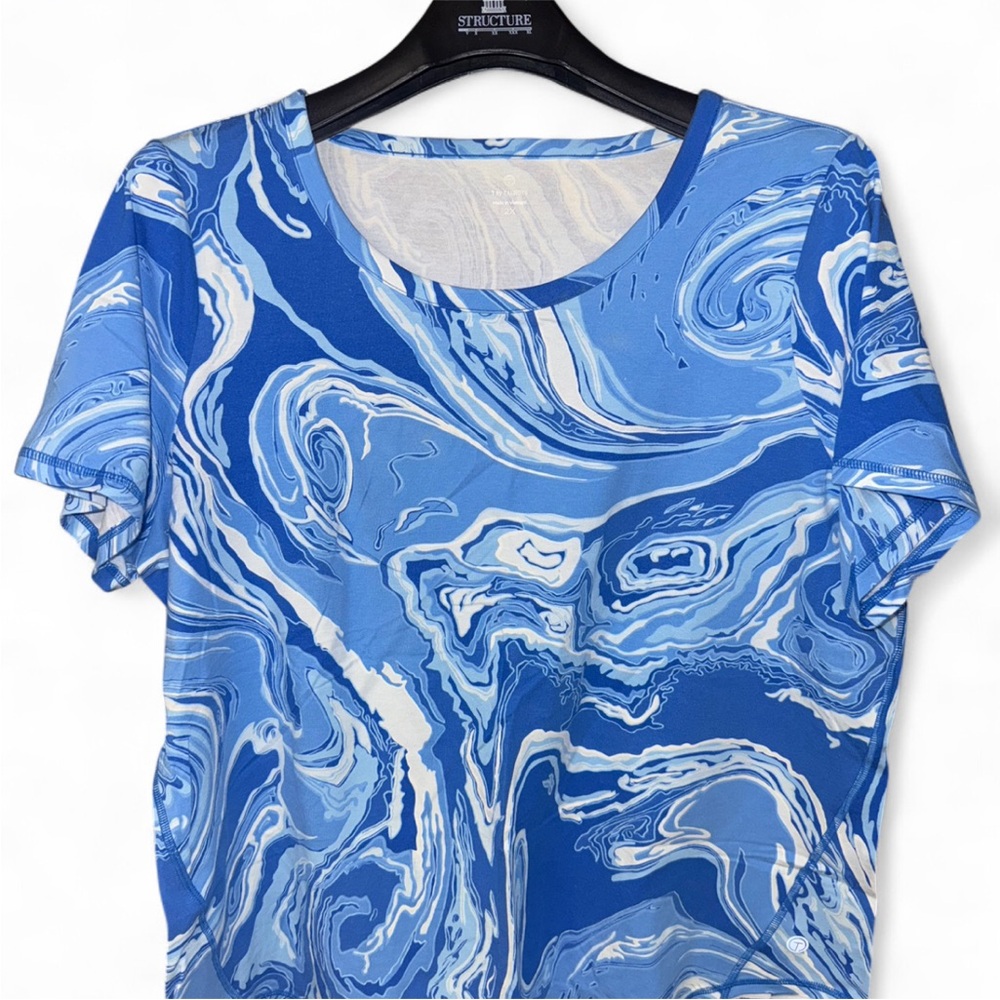 Talbots Blue Swirl Print Short Sleeve Top
